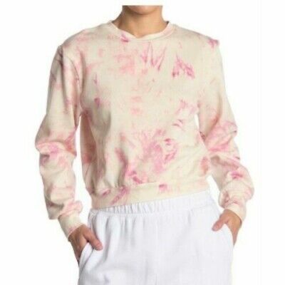 AFRM Crop Sweatshirt Top Size S Long Sleeve Tie Dye Cream Blush
