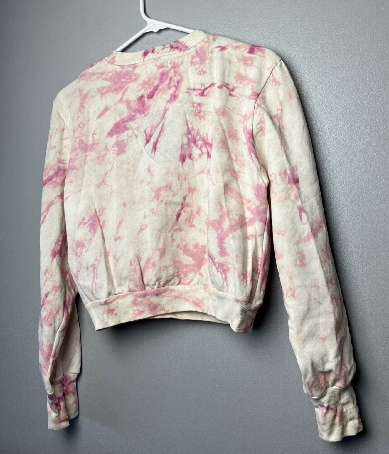 AFRM Crop Sweatshirt Top Size S Long Sleeve Tie Dye Cream Blush