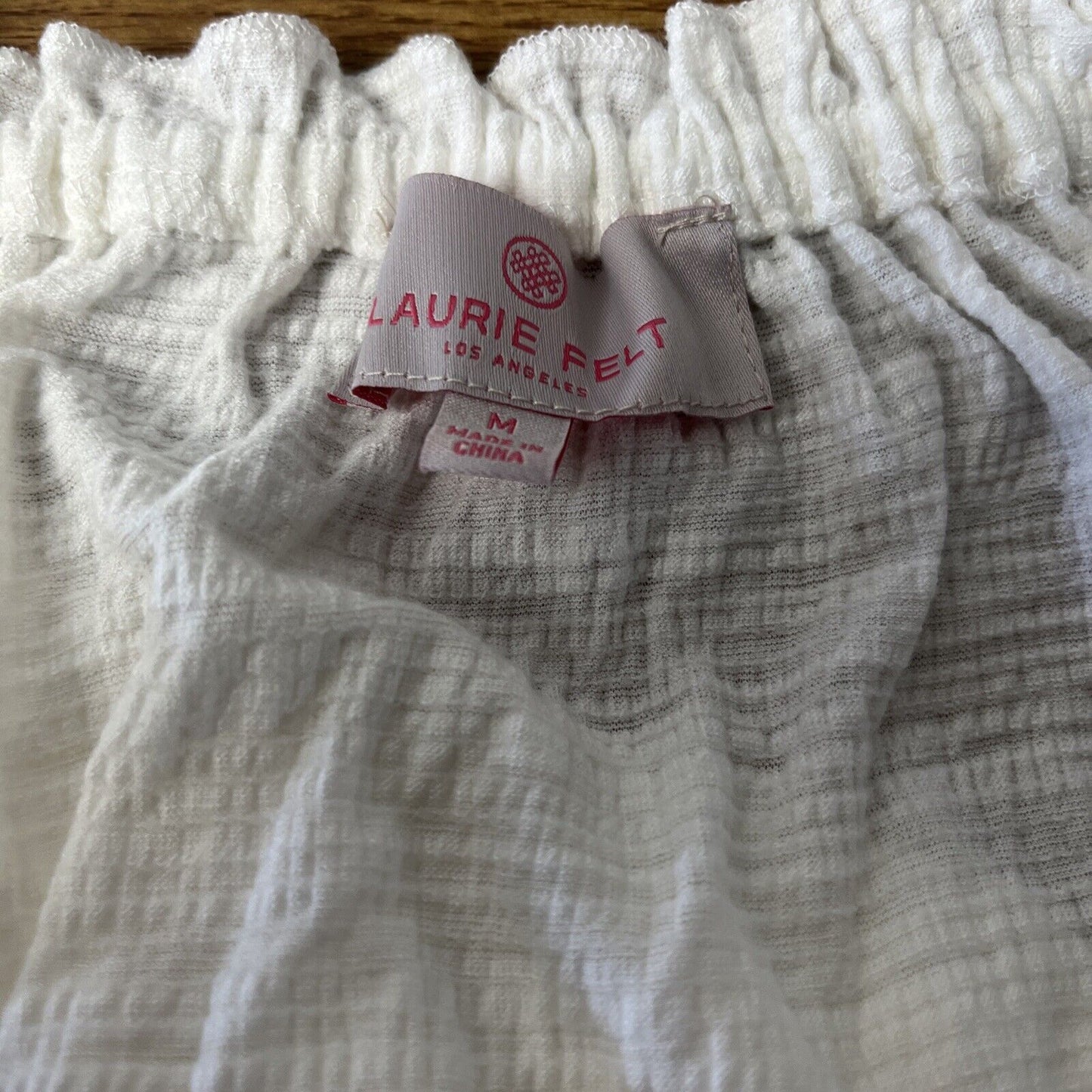 Laurie Felt Gauze Ruffle Peasant off the Shoulder Top White, Size Medium