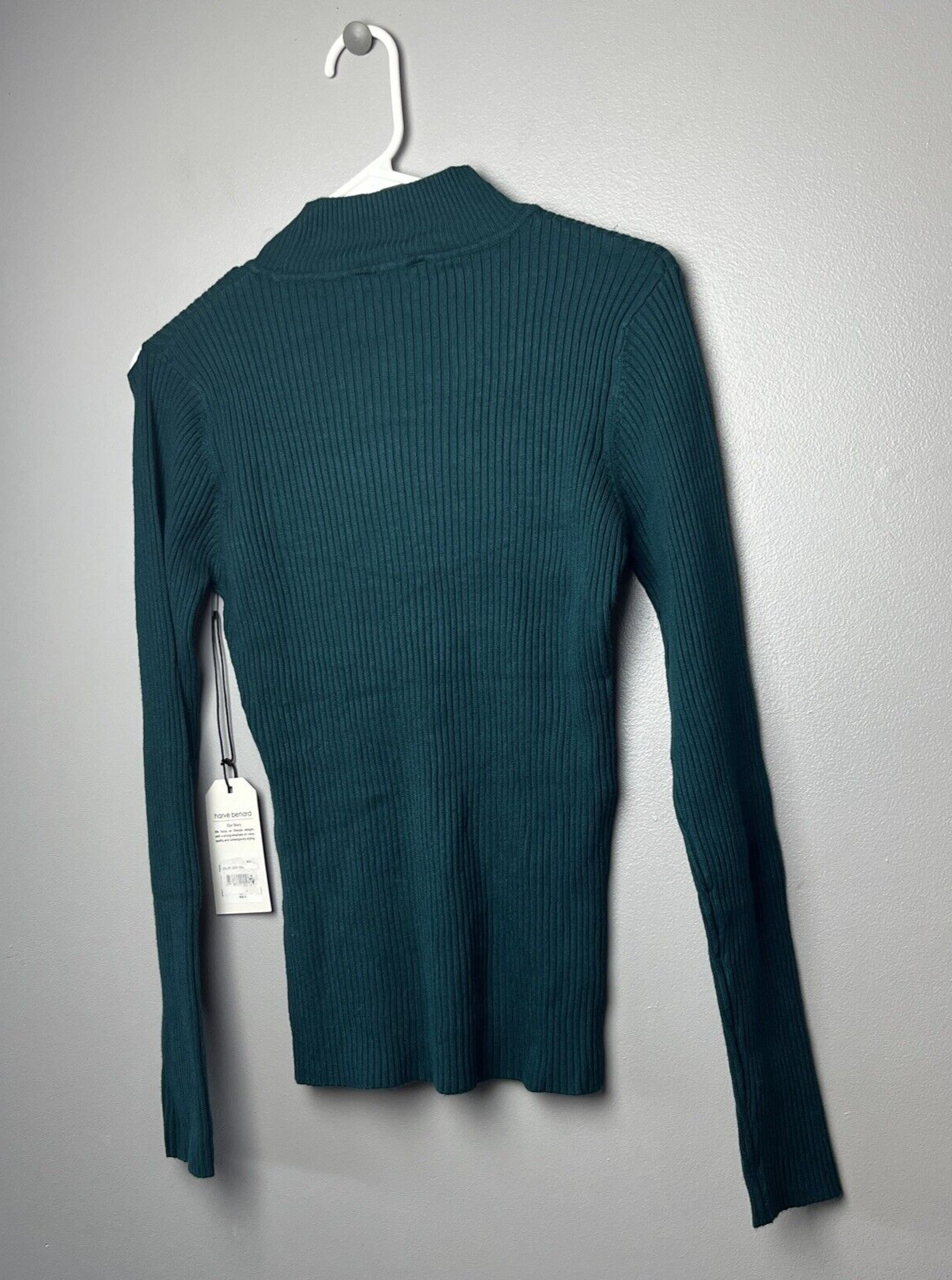 NWT Harve Benard Sweater Womens Large Teal Mock Neck Long Sleeves
