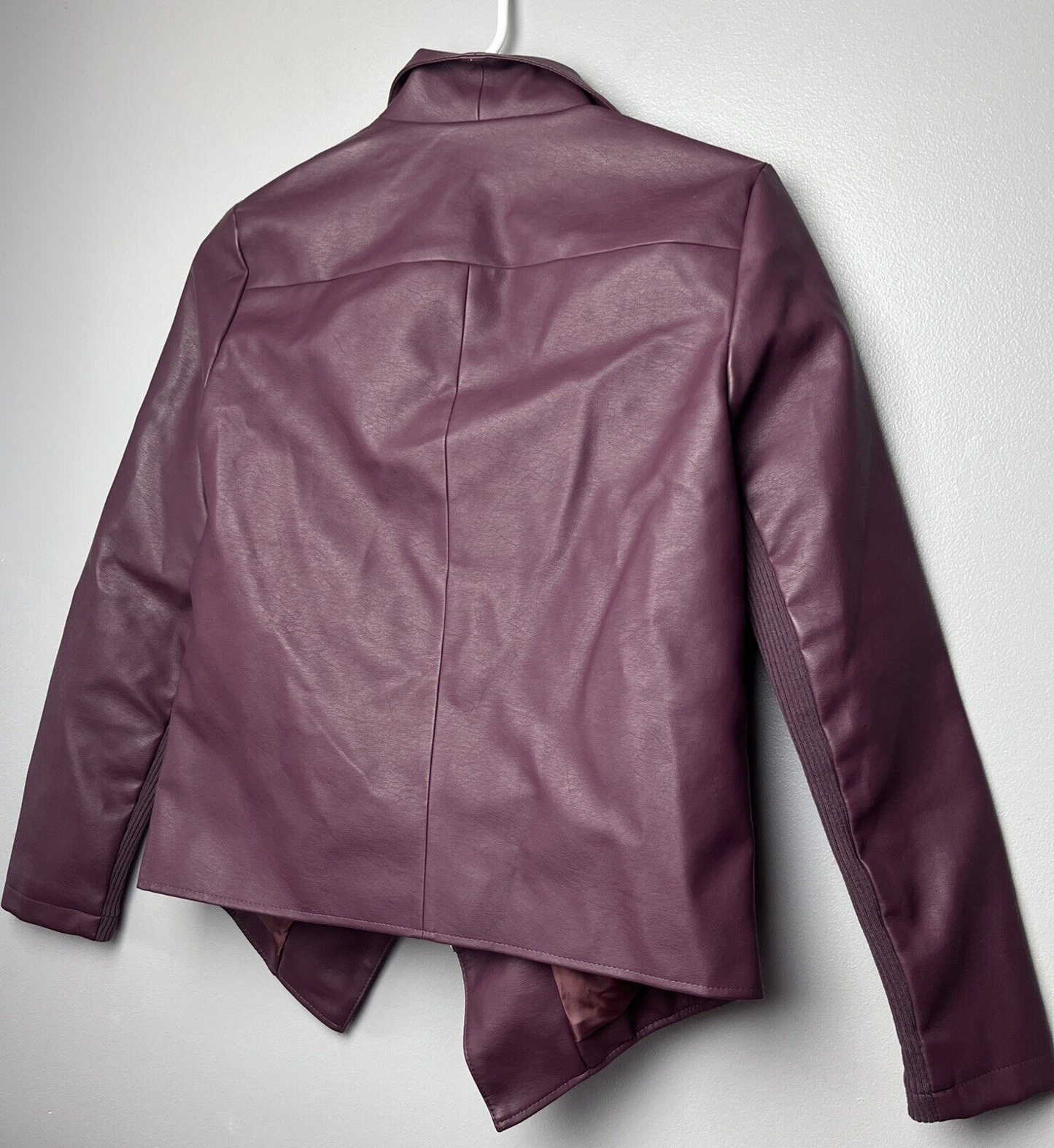 New BB Dakota Sz XS Gabrielle Faux Leather Jacket Fig Asymmetric Zip Vegan Moto