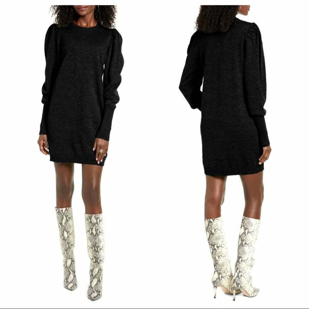 WAYF X Influencers San Francisco Puff Sleeve Sweater Dress Large NWT RN134851