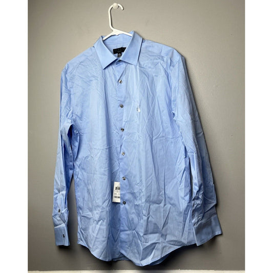 Alfani Men's Slim Fit Light Blue Button Down Dress Shirt L 16 - 16.5 / 34 - 35