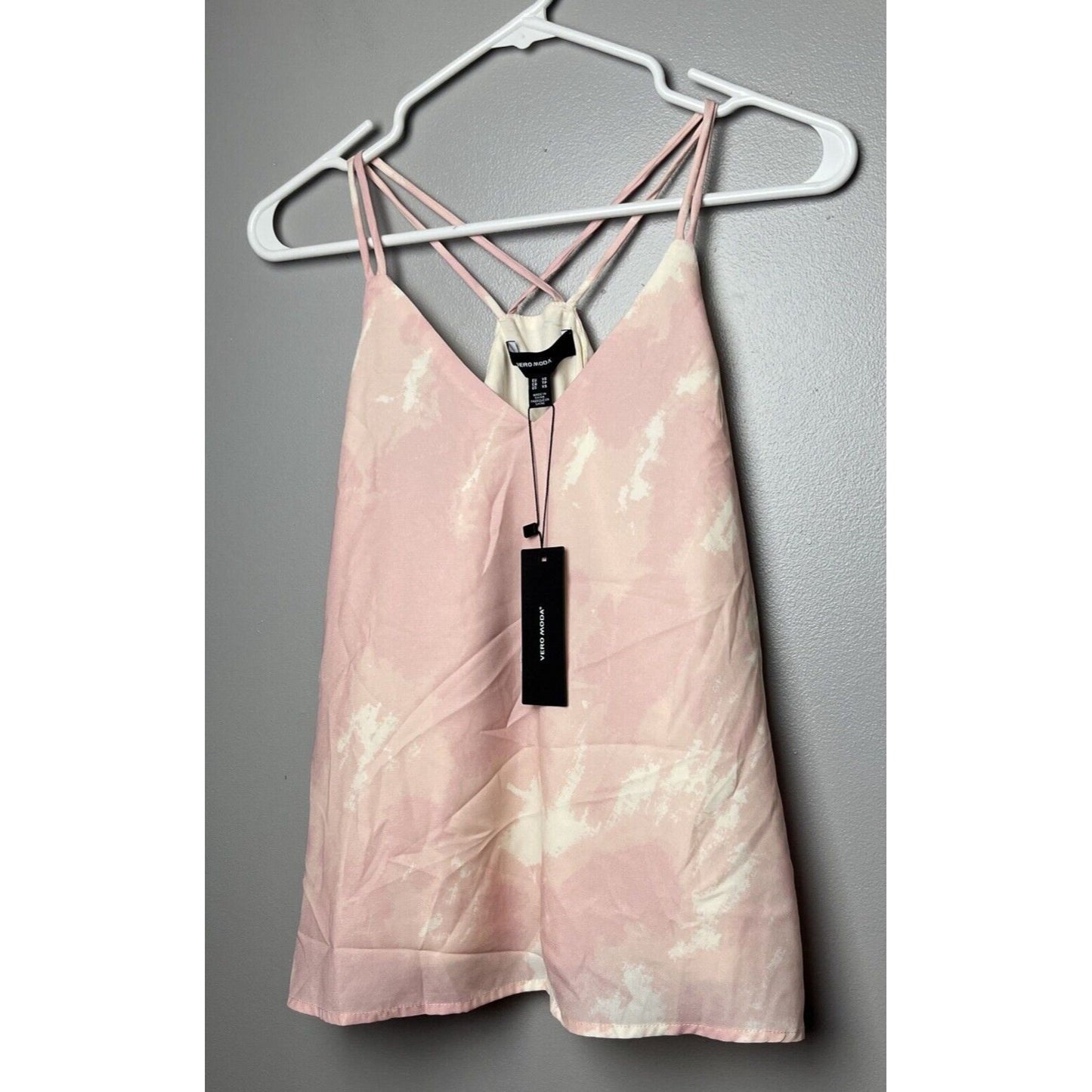 Vero Moda Women's Pink Tie Dyed Sleeveless Criss Cross Back Cami Size: X-Small