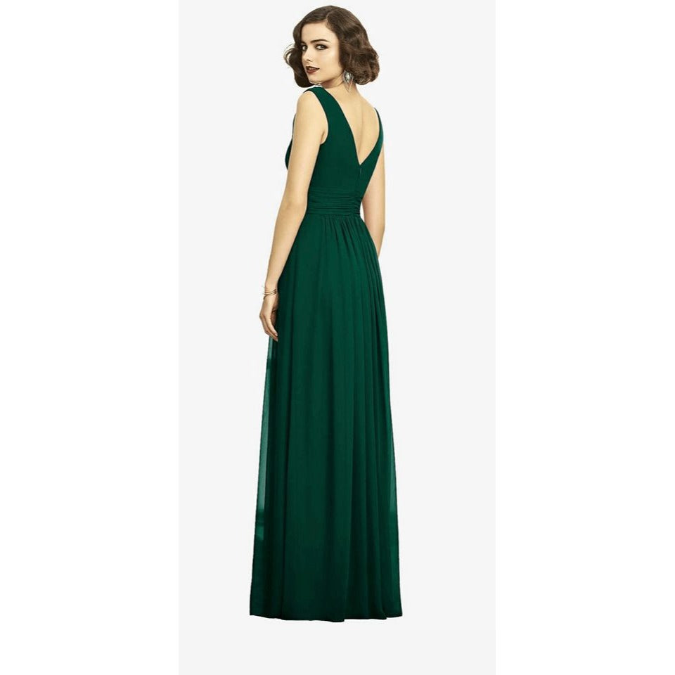 Dessy Collection Sleeveless Draped Maxi Dress with Front Slit Sz 18 Hunter Green