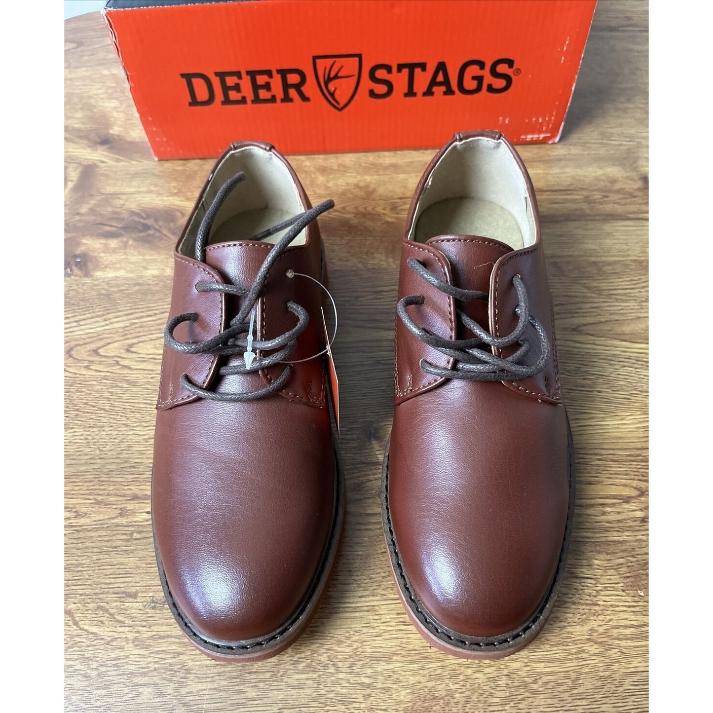 Deer Stags Boy's Denny Oxford dress Shoes Dark Luggage Size 2M Big Kid New