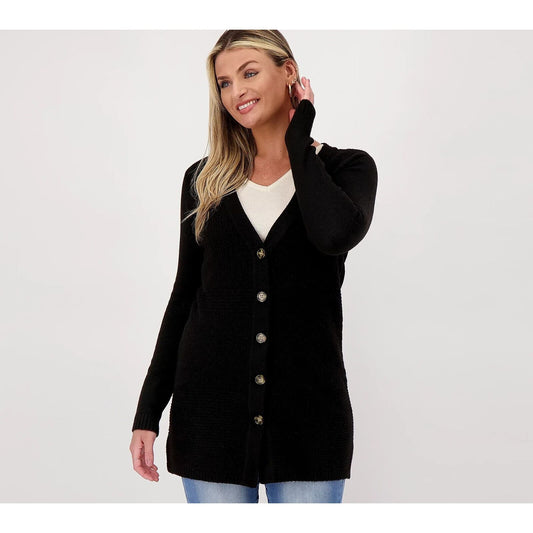 All Worthy Hunter McGrady Button Front Cardigan BLACK, X-LARGE A519002