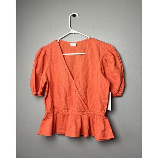 ABOUND Women’s orange Faux wrap blouse size Small