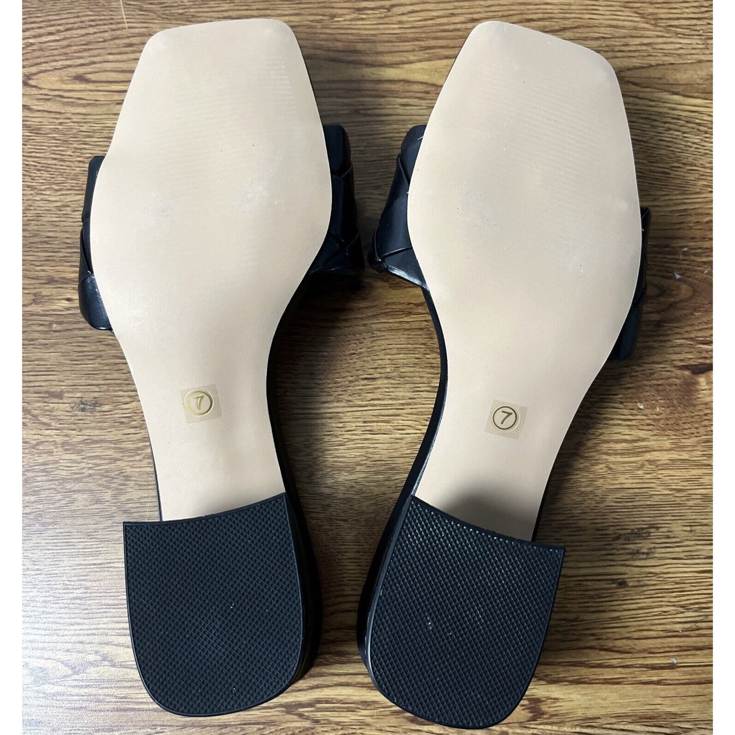 Women's Square Open Toe Low Chunky Block Heel Slip on Slide Sandals 7