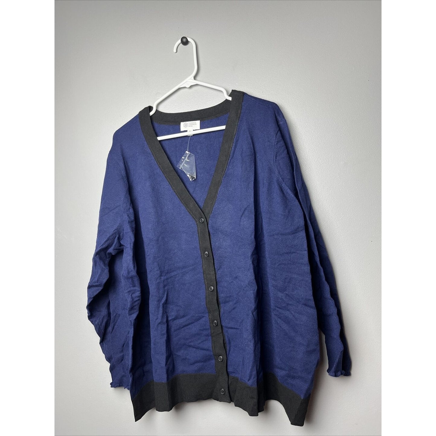 Candace Cameron Bure Surfside Button V-Neck Cardigan Navy/Washed Blk, 3X A516600