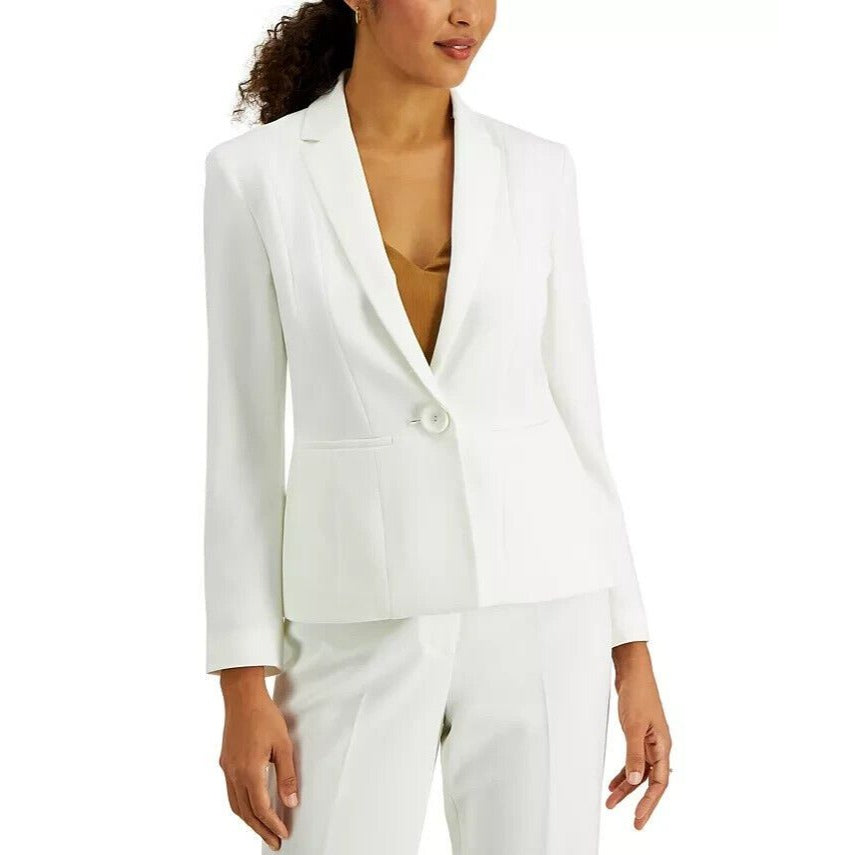 Kasper Women's Crepe One-Button Blazer White Size 18 $100 A438