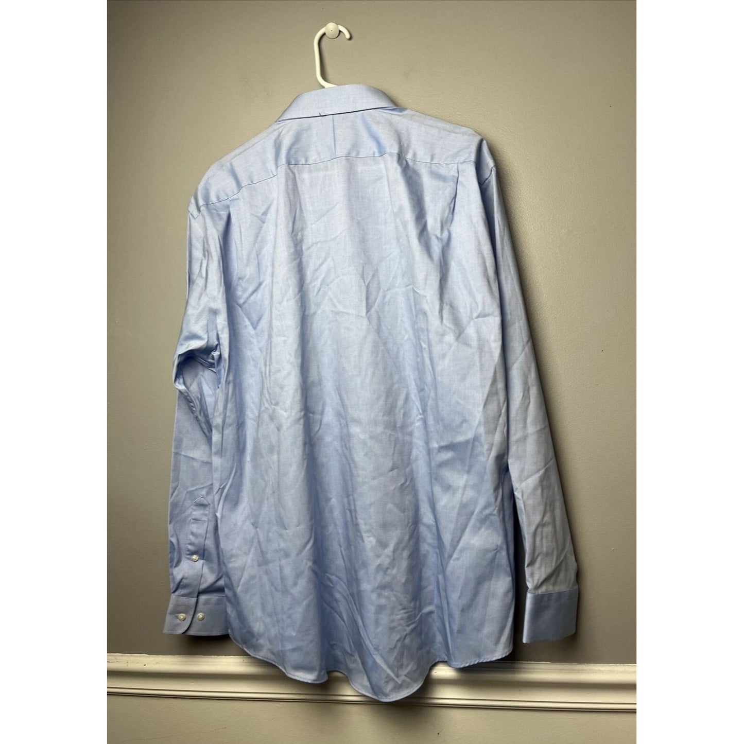 NWT Nordstrom Mens Dress Shirt 18.5 36-37 Blue Trim Fit Non Iron Button Up