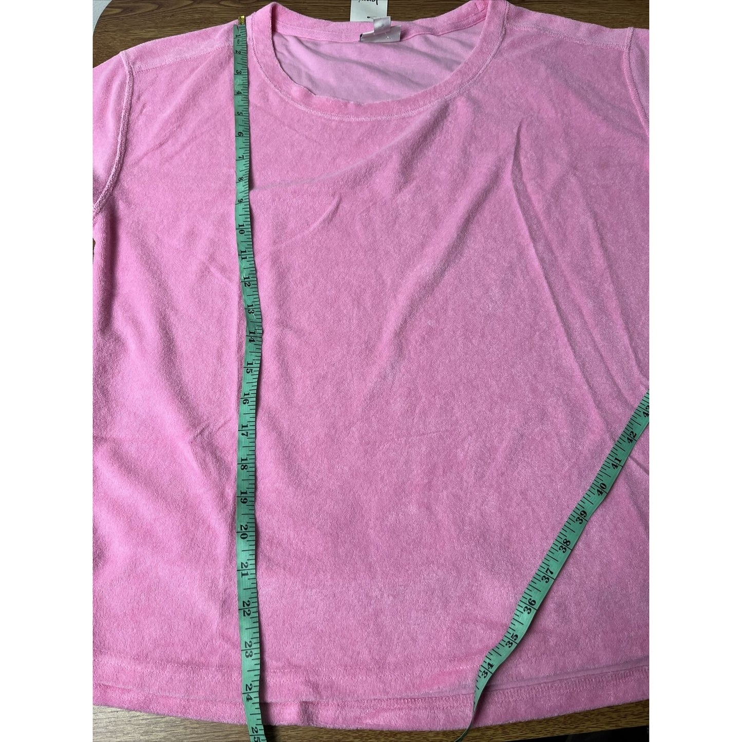 Jenni Women's Terry Cloth Crewneck Top-Pink Heat Size Medium