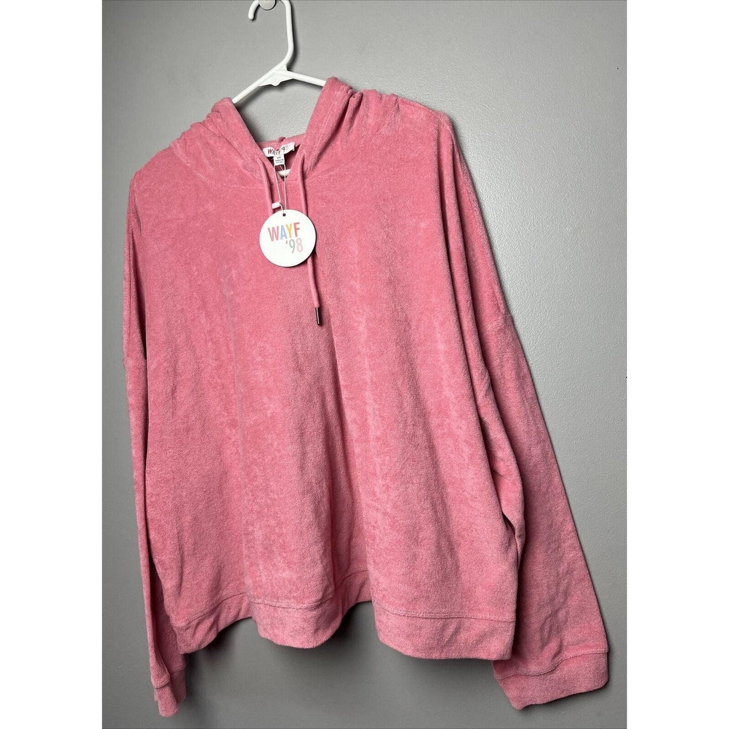 WAYF '98 Luke Terry Cloth Oversize Sweatshirt Hoodie Sz 2X Rose Pink NEW
