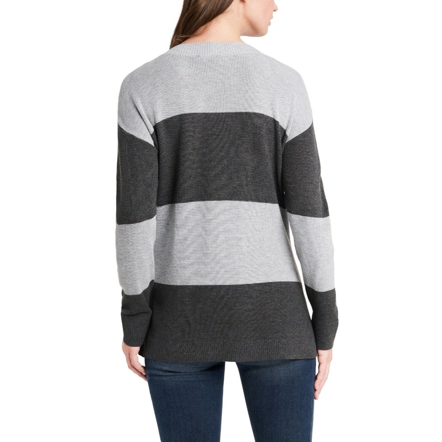 Vince Camuto Women's Button Shoulder Stripe Sweater, Gray, Size XL, $79, NWT
