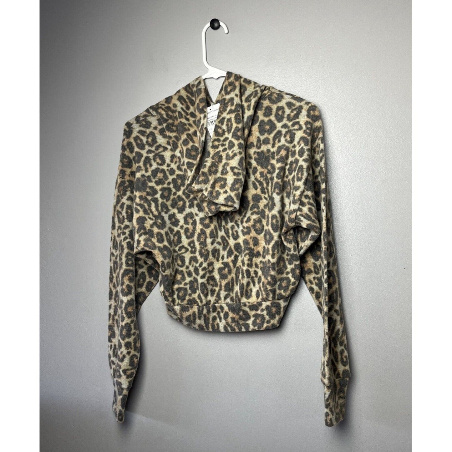 NWT Socialite Juniors Women's Lightweight Leopard Print Pullover Hoodie Size XS