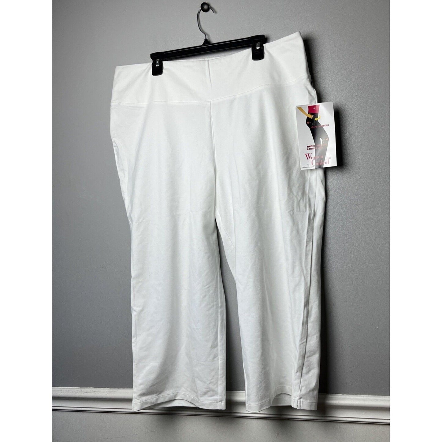 Women with Control Tummy Control Full Leg Crop Pants (White, 2XT) A513650