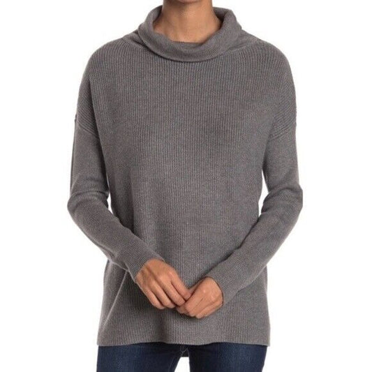 Devotion by Cyrus Charcoal Grey Cowl Neck Ribbed High Low Sweater Size XS