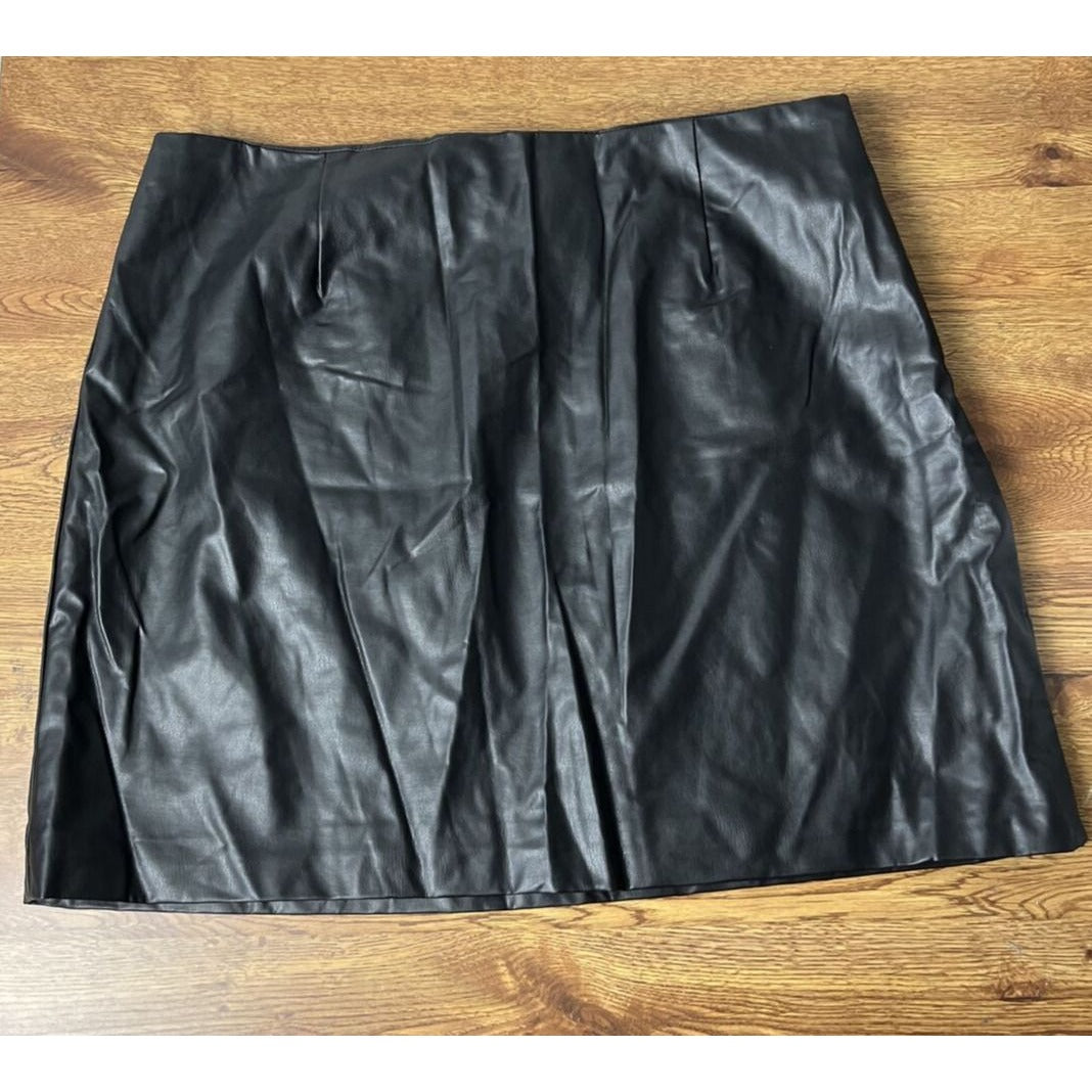 Cotton On Vegan Leather Black Mini Skirt Size XL