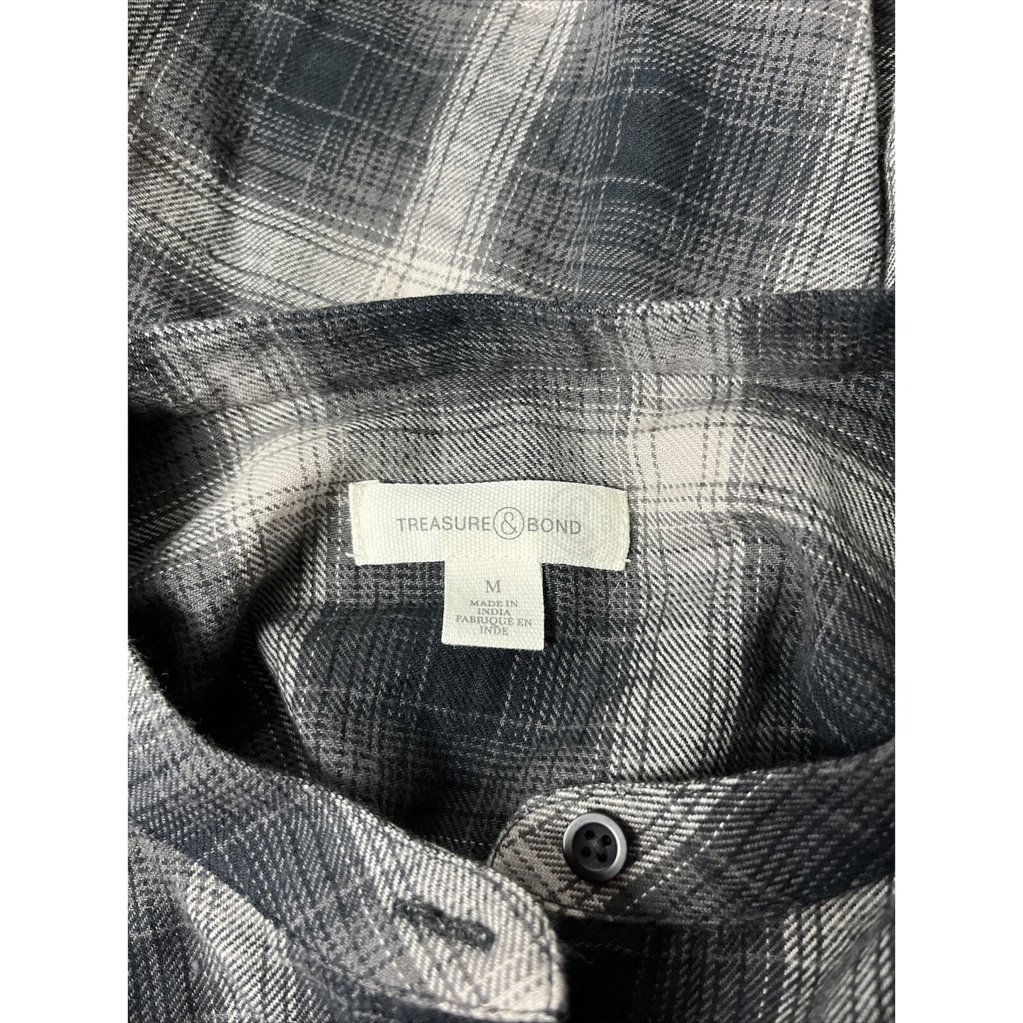 Treasure & Bond Black Gray Flannel Button Shirt New NWT