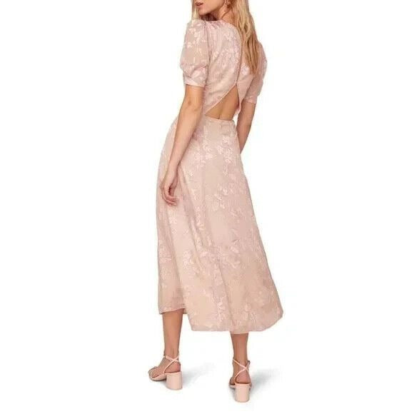 ASTR the Label Puff Sleeve Monarch Midi Dress Size L Pink NWT