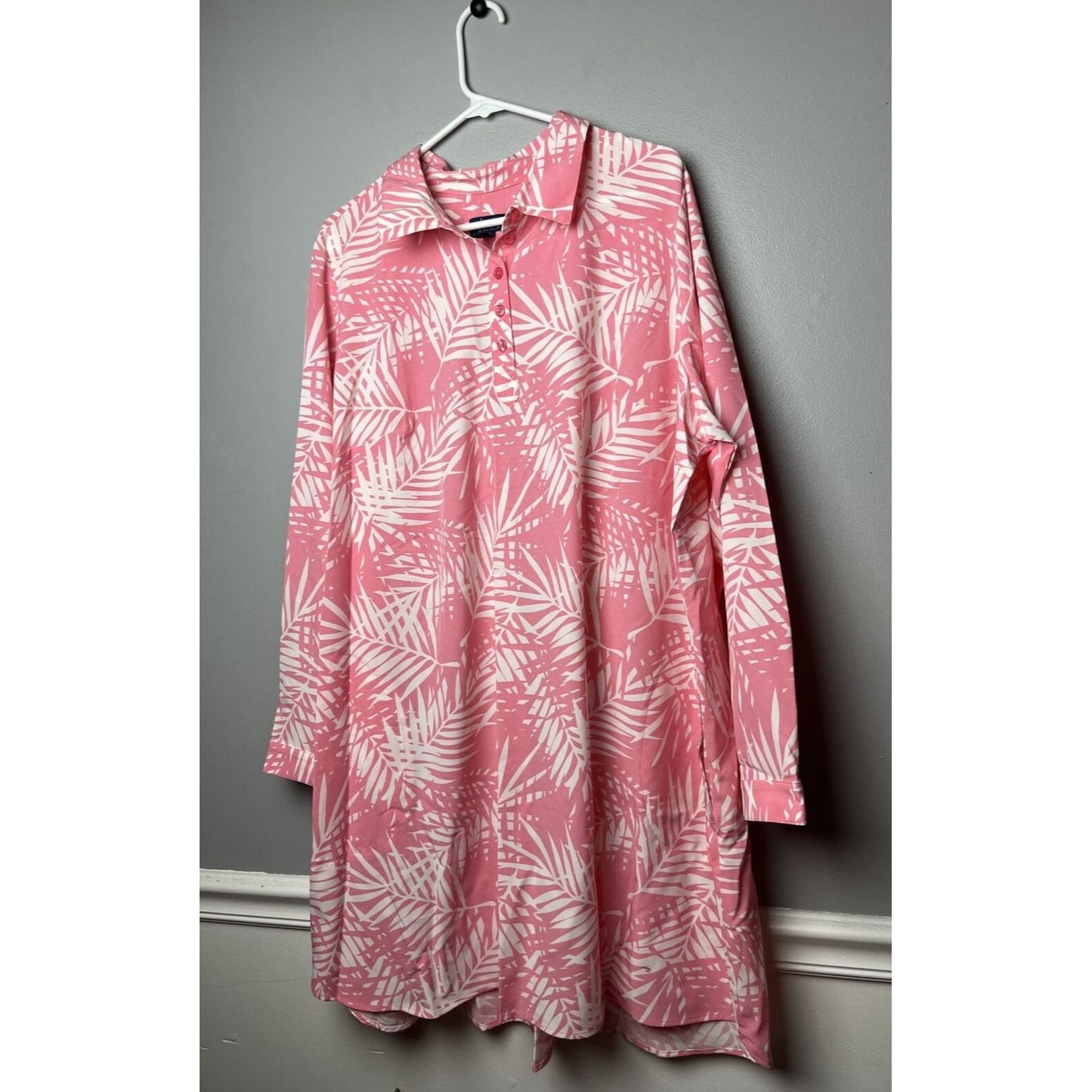 Denim & Co. Beach Quick Dry Shirt Dress Cover-Up Size 2X Pink