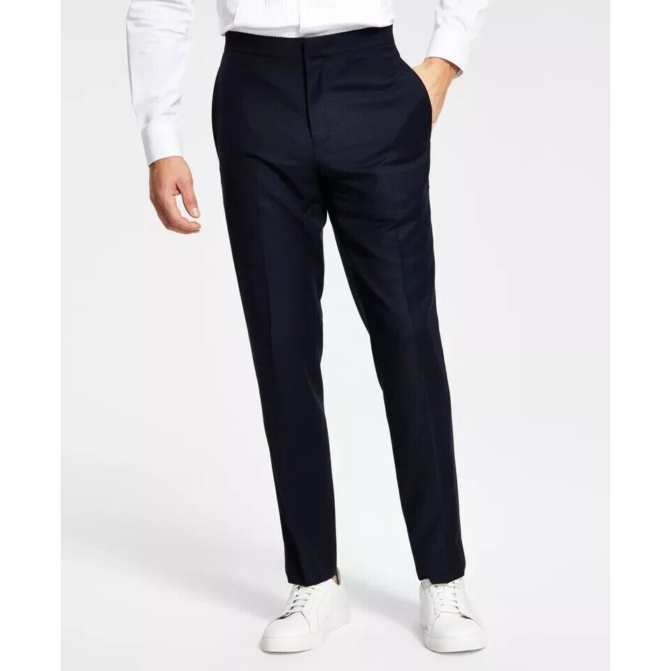 ALFANI Tuxedo Pants Size 34x30 Blue Slim Fit Stretch NWT $135