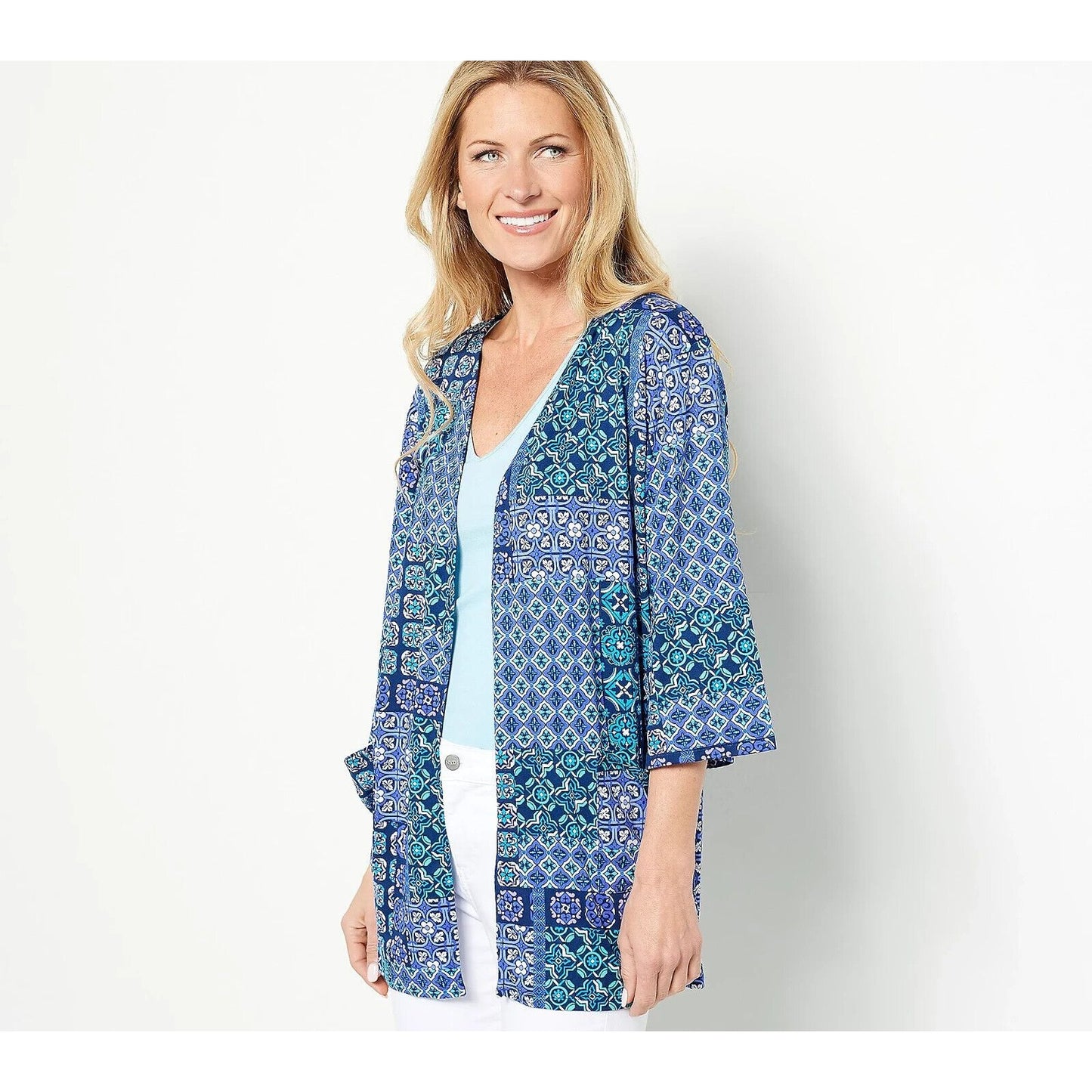 Cuddl Duds Cool & Airy Ultra Patch Pocket Wrap Large Navy Night/Mosaic A479728