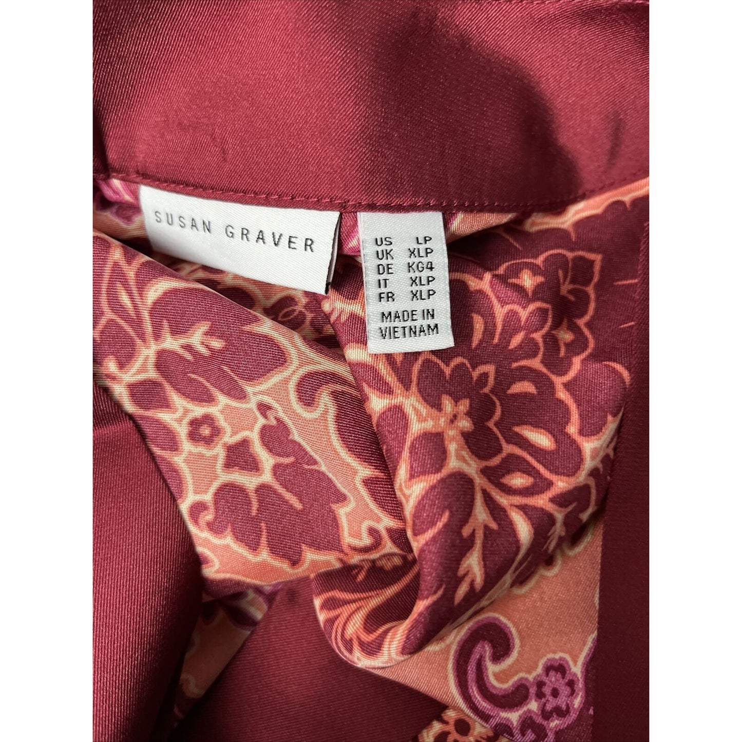 Susan Graver Women's Petite Printed Woven Open-Front Cardigan Top Red PL Size