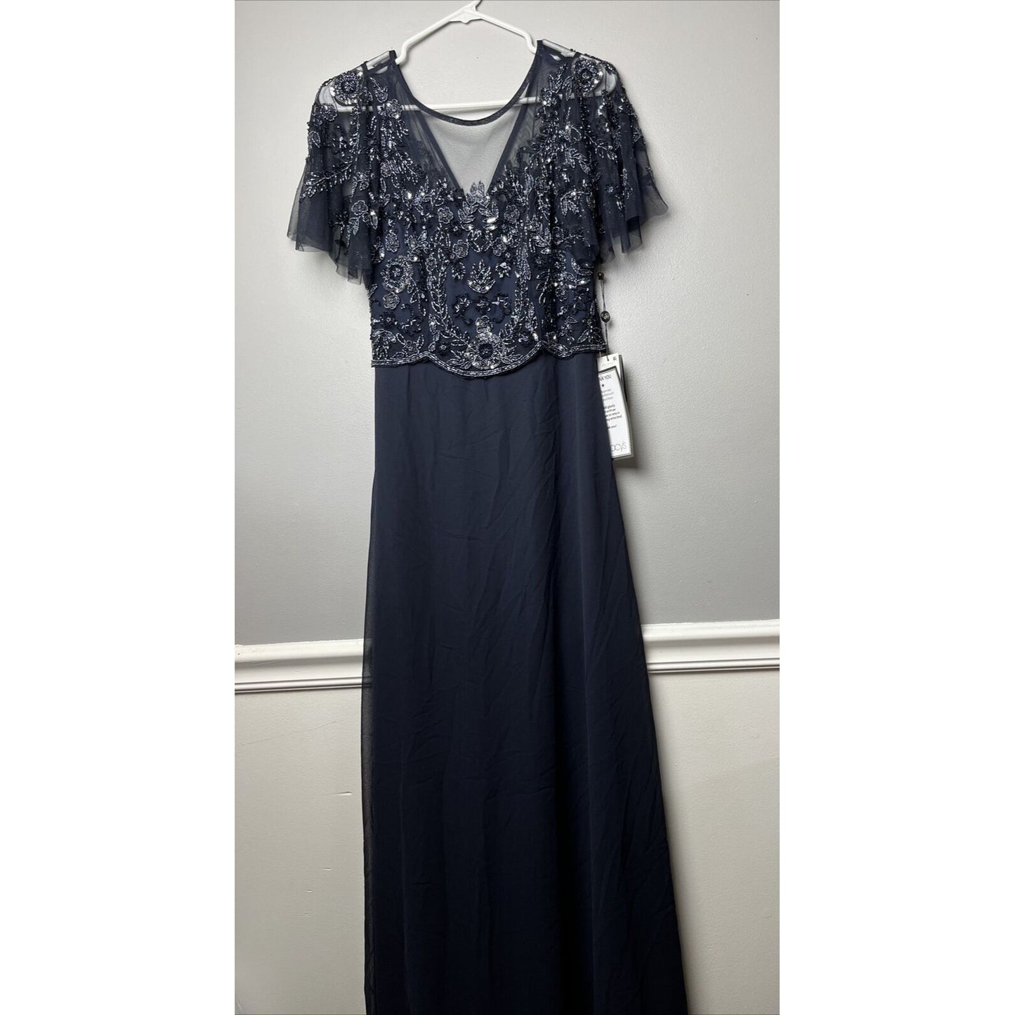 Adrianna Papell Womens Beaded Maxi Special Occasion Evening Dress Gown Size 4