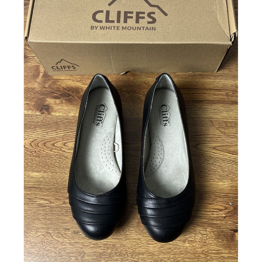 Cliffs by White Mountain Women's Shoes Clara Ballet Flat, Black Size 6W