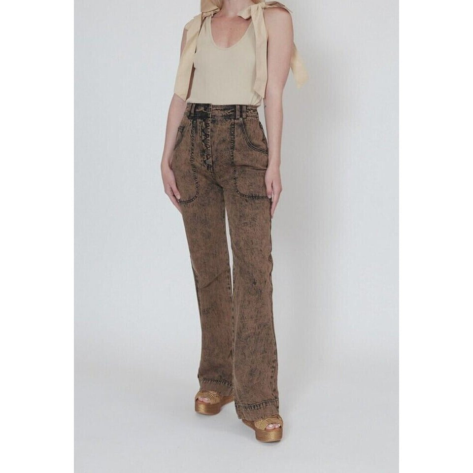 ULLA JOHNSON Women’s Milo High-Waist Flare Jeans Desert Palm Size 10 $425 NEW