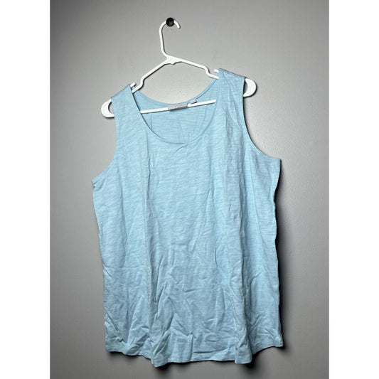 Belle by Kim Gravel Women's Top Size XL Slub Knit Tank Blue