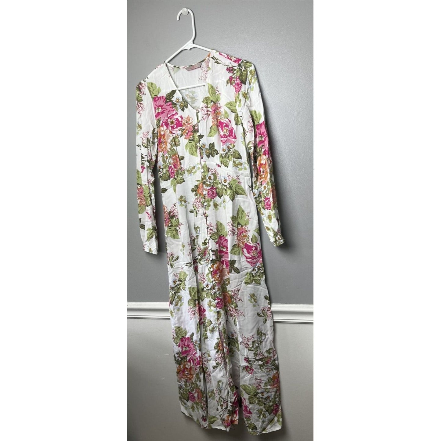 Laurie Felt Regular Long Sleeve Maxi Dress-Pink Floral-Reg 4-NEW-A377562