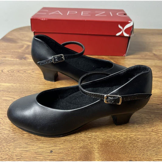 Capezio Character Dance Shoes Big Girls Size 3.5M Black Jr Footlight #550