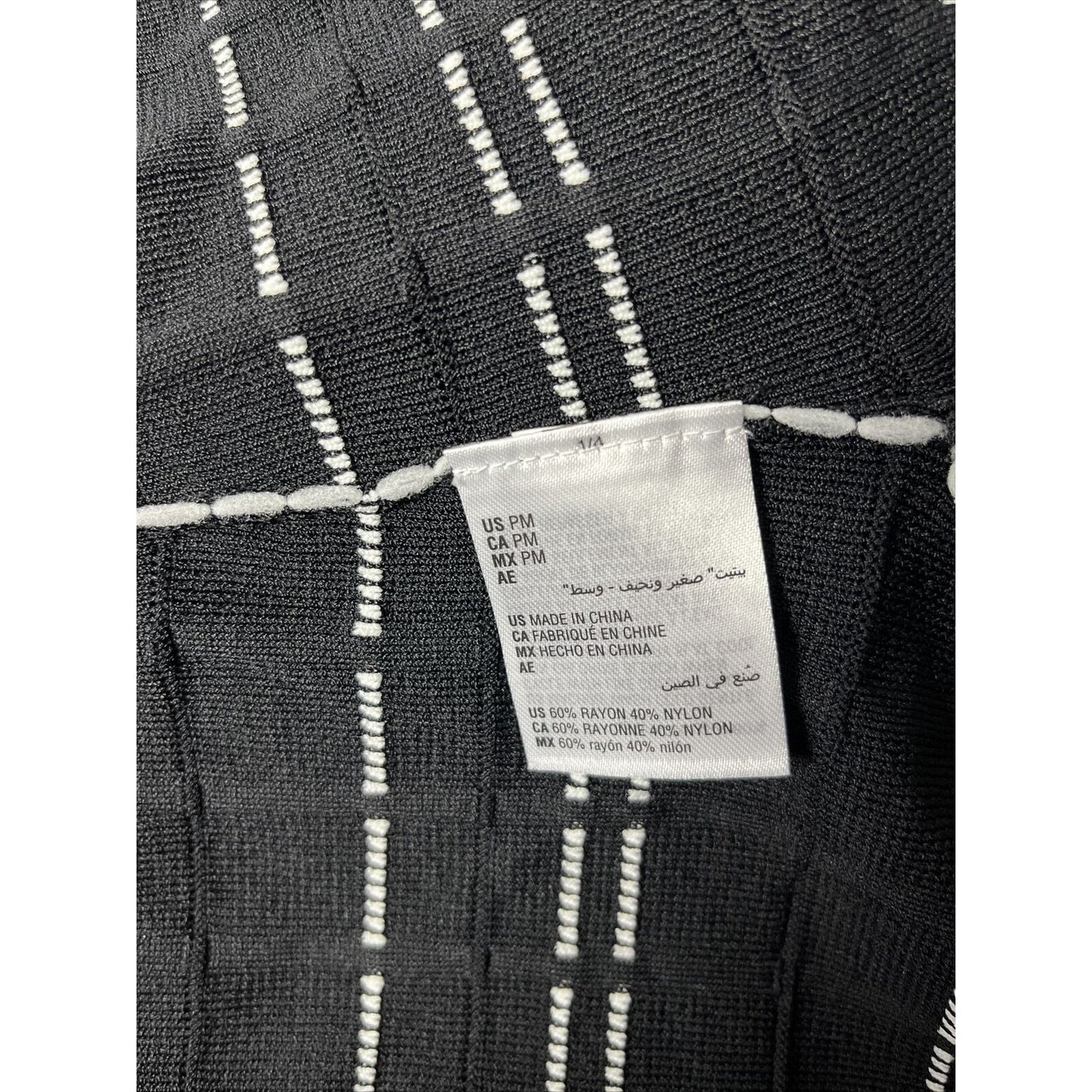 Alfani Black/White Dot Stitch 3/4 Sleeve Cardigan Size M Petite