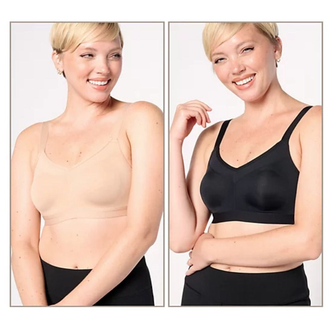 Cuddl Duds Set of 2 Smooth Micro Scoop Neck Bra - Anthrcite Brush (1X) A463940