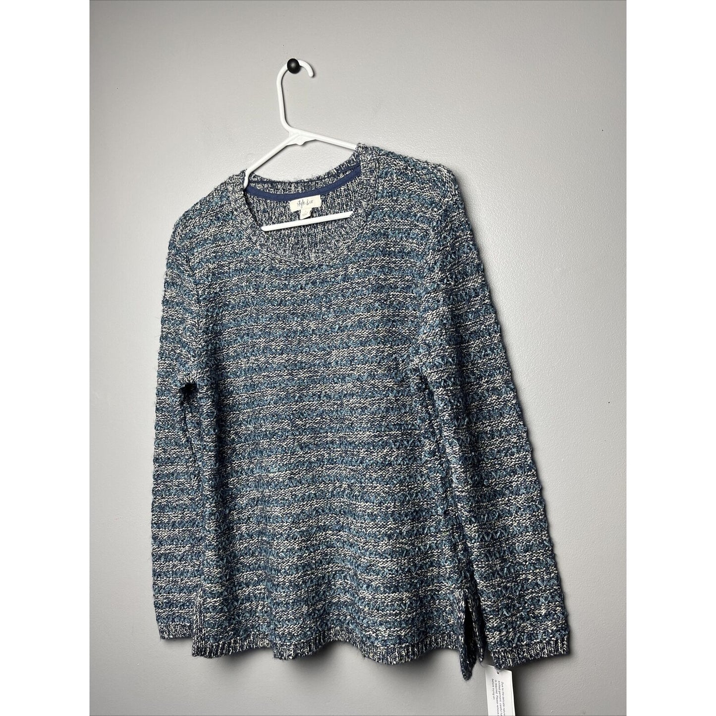 MSRP $60 Style & Co Striped Sweater Blue Size Large