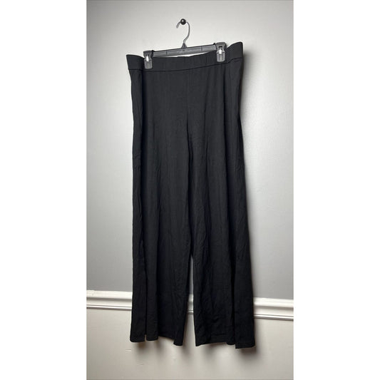 NWT $148 EILEEN FISHER Fine Jersey Pant with Slits Wide Leg Size XL Black