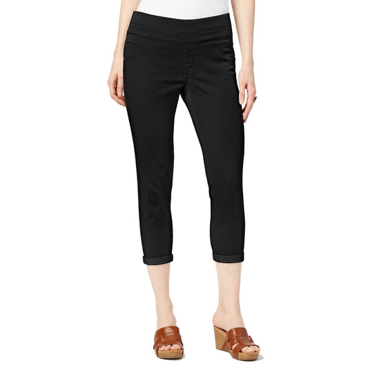 Style & Co Womens Petite Pull-On Capri Pants ( Petite, Deep Black)