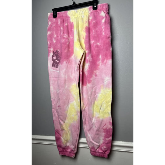 $110 Cross Colours Womens Pink Tie Dye Power To The People Sweatpants Size M