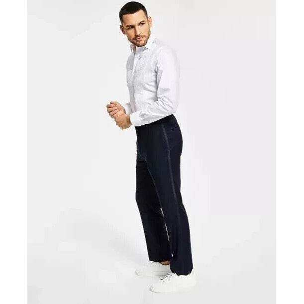 ALFANI Tuxedo Pants Size 34x30 Blue Slim Fit Stretch NWT $135