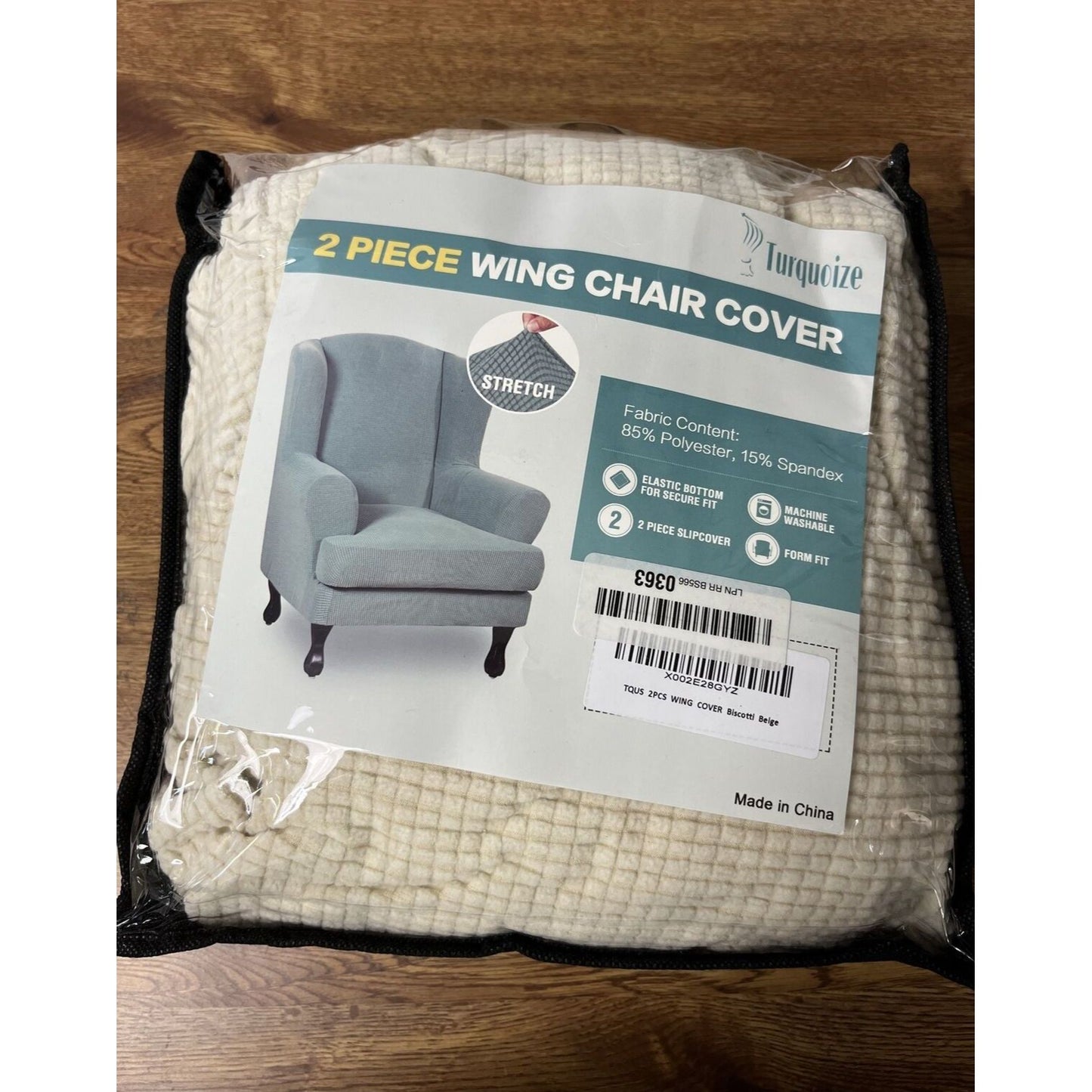 Turquoize Wingback Chair Covers 2 Piece Wing Chair Slipcover Stretch Beige