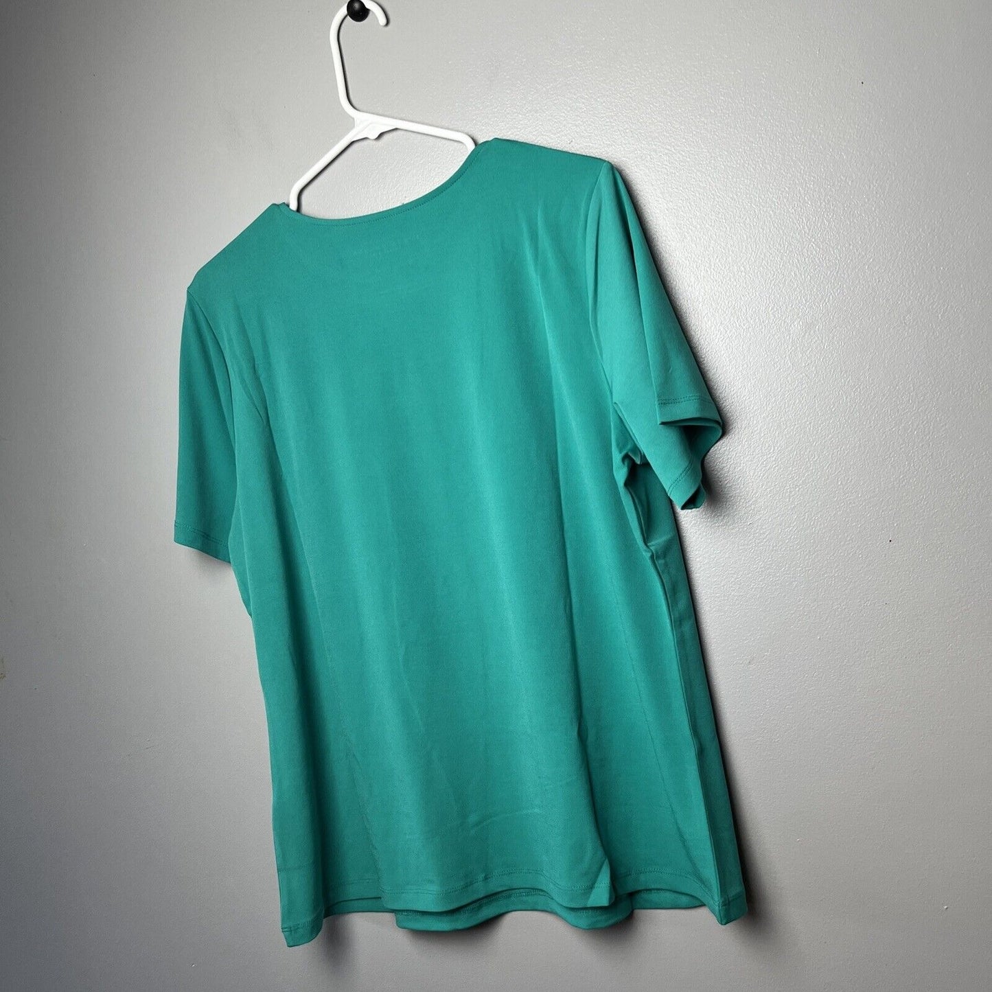 Susan Graver Essentials Liquid Knit Short Sleeve Top (Jade, Large) A213552