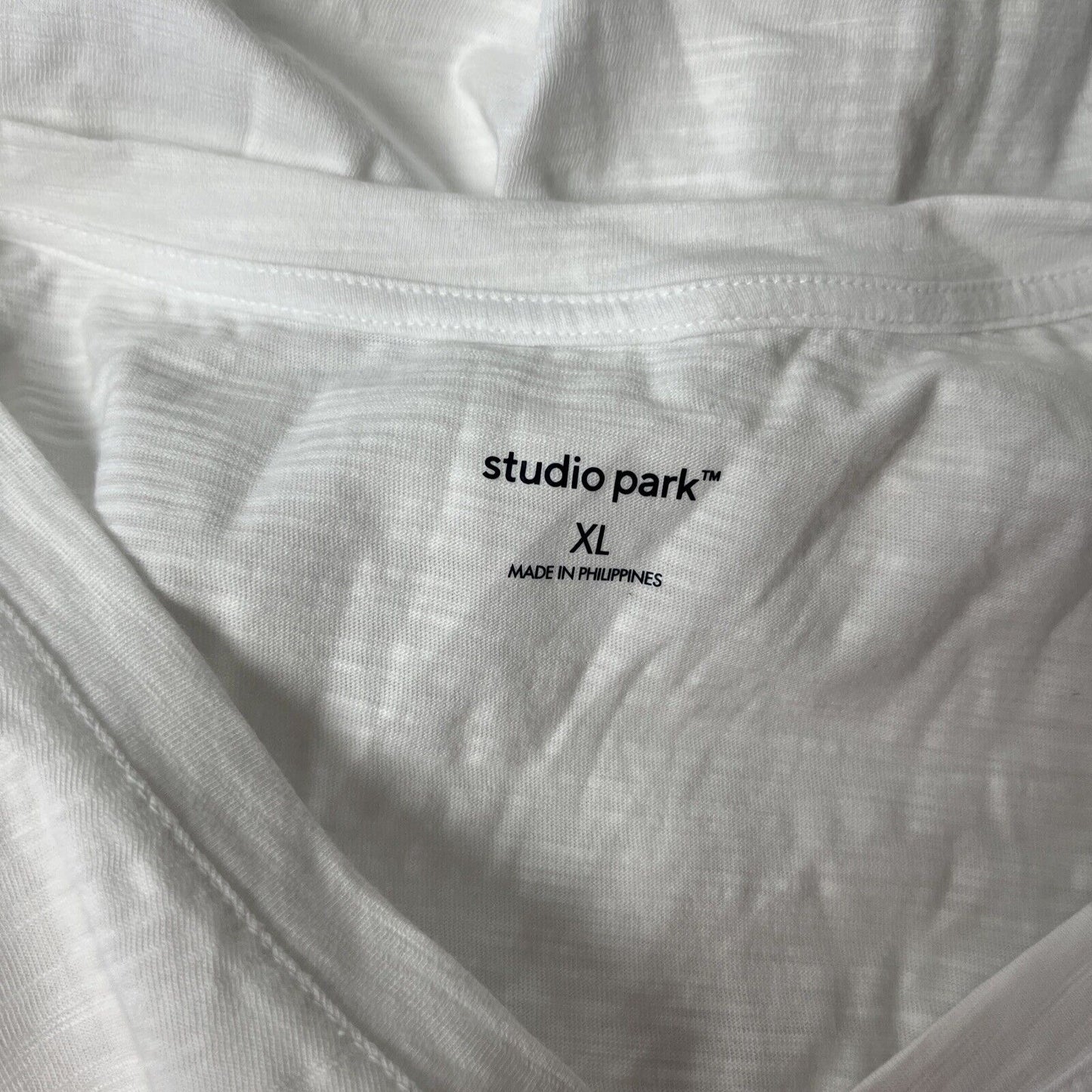 STUDIO PARK X LEAH WILLIAMS NEW $37 Slub Knit Short Sleeve V-Neck Tee X-Large