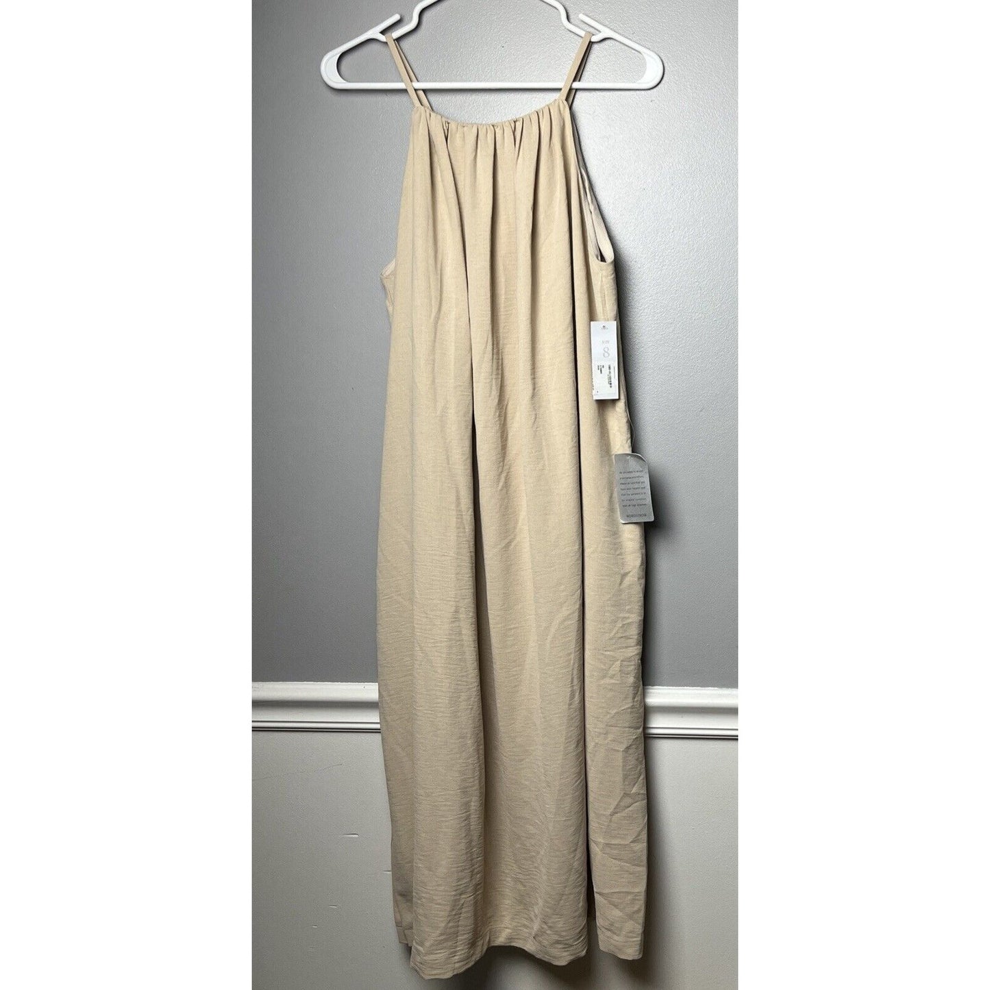 Donna Morgan Womens Halter Sleeveless Midi Dress Beige Size 8