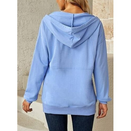 Diukia Women's Casual Drawstring Long Sleeve Blue Color Sweatshirts Size Medium