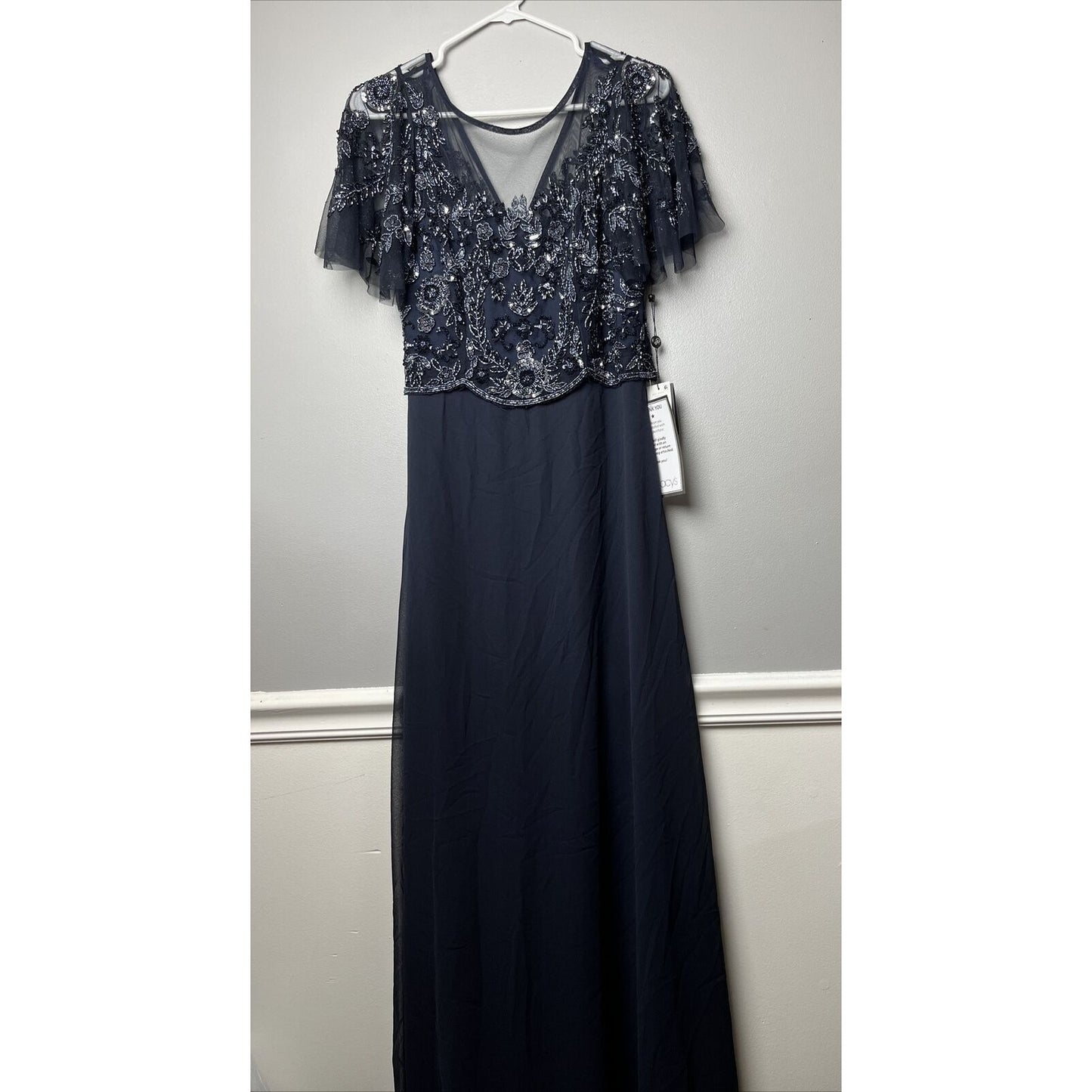 Adrianna Papell Womens Beaded Maxi Special Occasion Evening Dress Gown Size 4