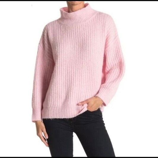 FRNCH Paris Women's Pink Pullover Mock Neck Sweater, Size S/M