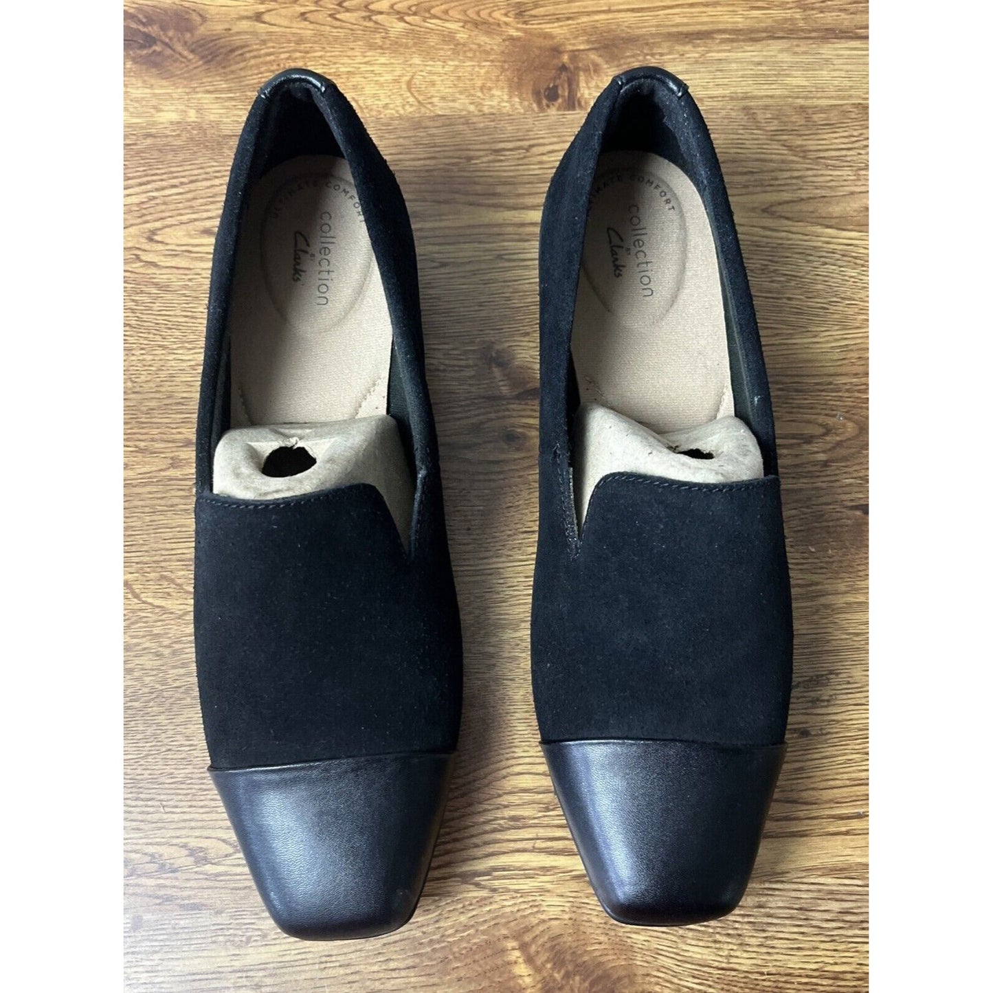 Clarks Tilmont Step Women's Sz 9 M Suede Cap-Toe Loafers Black Shoes A519302